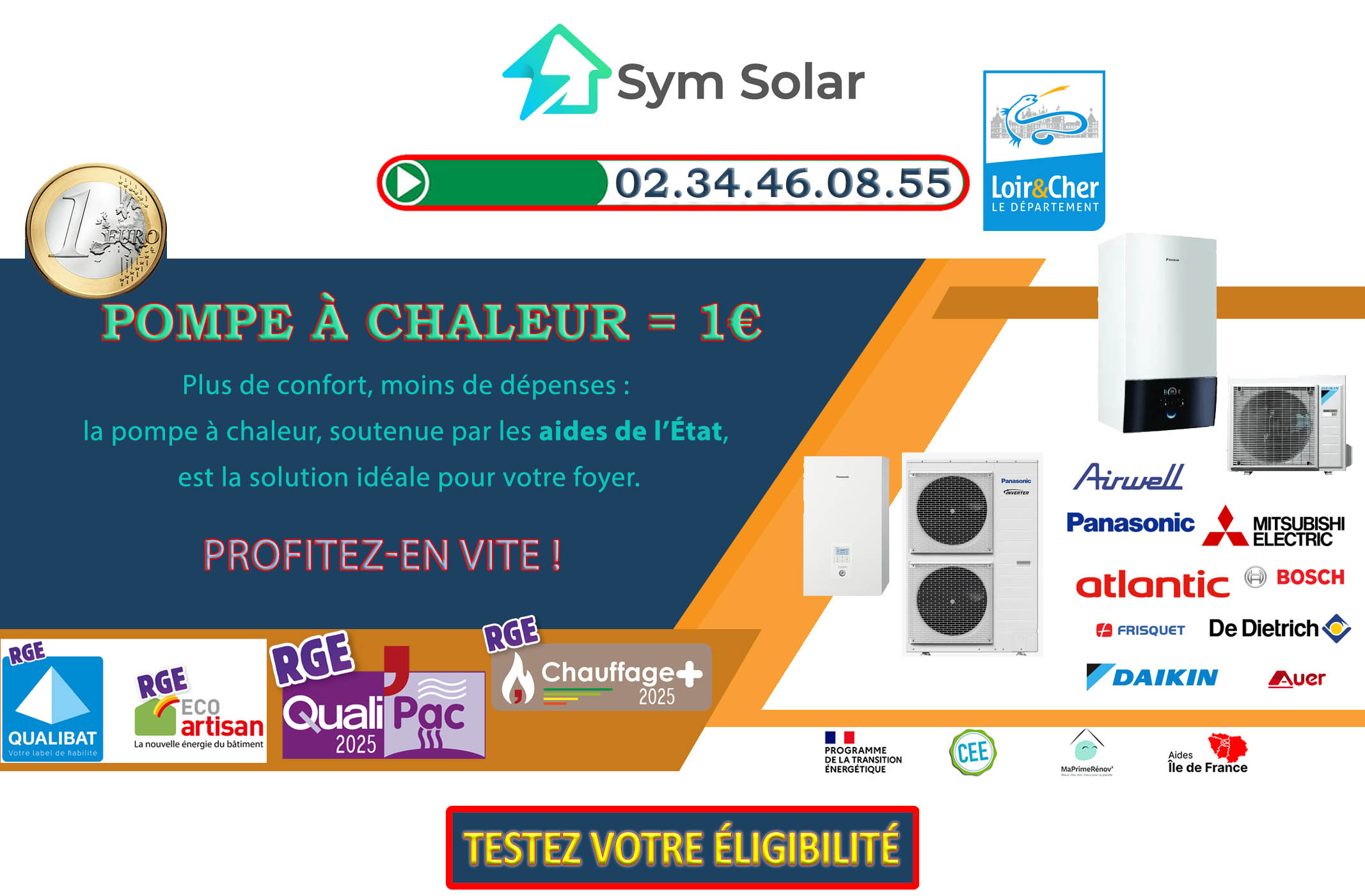 Pompe à chaleur 1 euro Saint Hilaire La Gravelle 41160
